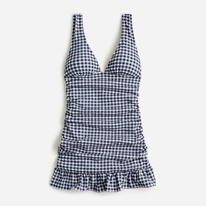 NWT SZ 14 JCrew Ruched swim dress in classic gingham
